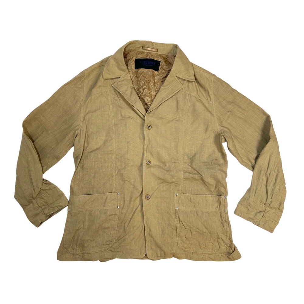 Vittorio Avantgarde‎ Berri 8073 Colt Linen Mens Tan Blazer Jacket Size 52